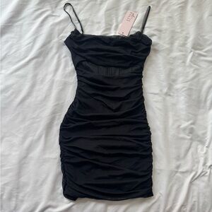 NWT Oh Polly Montpellier Embelished Strap Mini Dress in Black